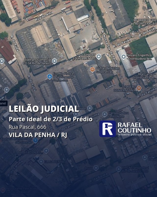 Parte Ideal de 2/3 de Prédio na Rua Pascal, 666, Vila da Penha, Rio de Janeiro/RJ. Pague em até 31 vezes.