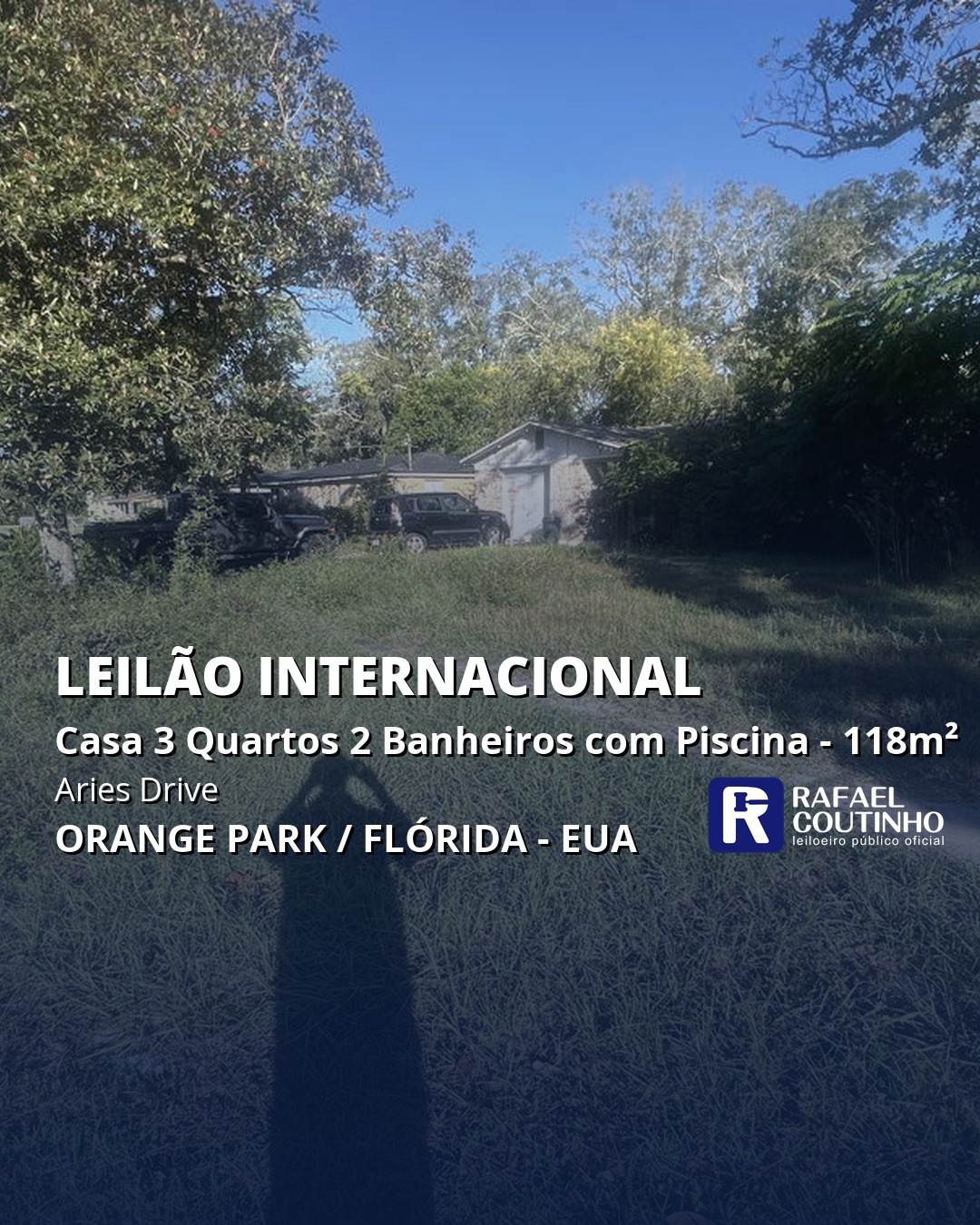Casa 3 Quartos 2 Banheiros com Piscina 118 m² na Aries Drive, Orange Park/FL, EUA. Venda Direta Internacional.