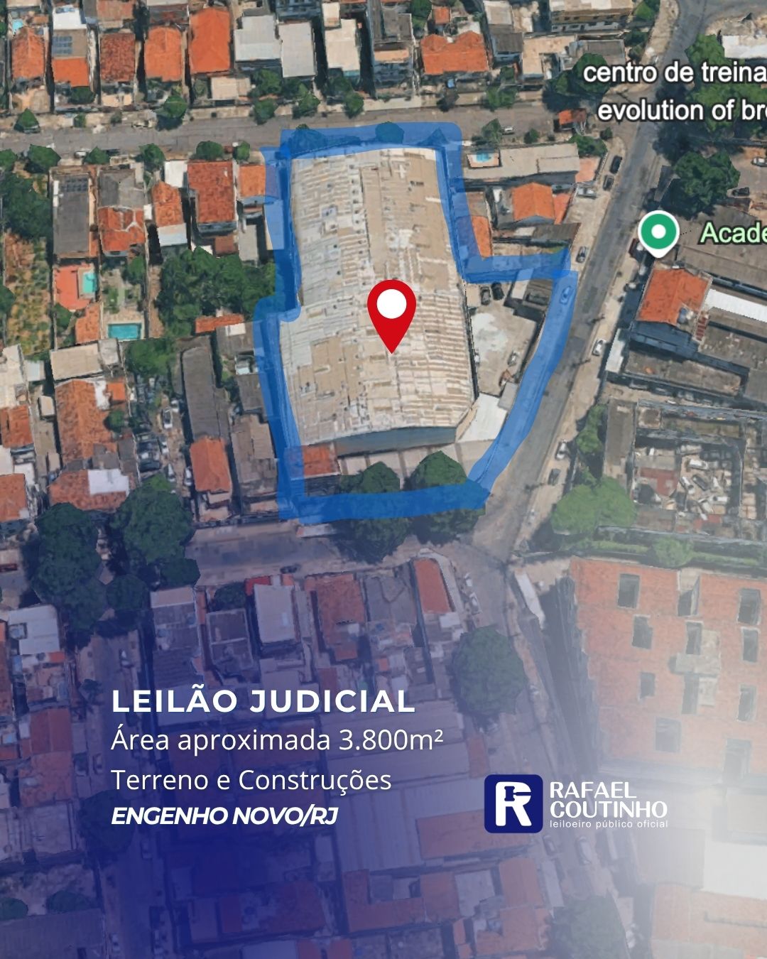 Área aproximada de 3.800m2, incluindo galpão logístico, na R. Paz de Siqueira 154 - Engenho Novo/RJ - Terreno e Respectivas Construções.